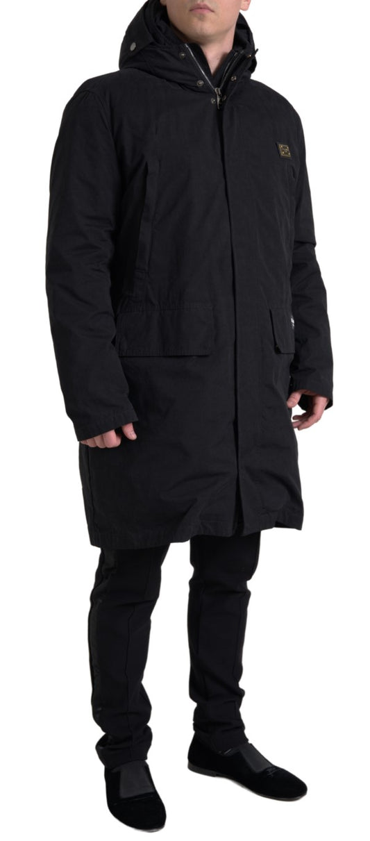 Dolce & Gabbana Black Hooded Trench Jacket