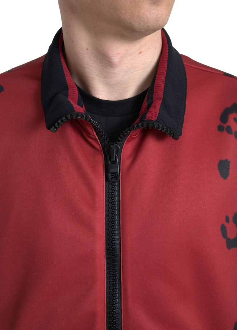 Dolce & Gabbana Red Leopard Zip Bomber Jacket