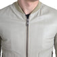 Dolce & Gabbana Cream Leather Bomber Blouson Full Zip Jacket