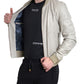 Dolce & Gabbana Cream Leather Bomber Blouson Full Zip Jacket