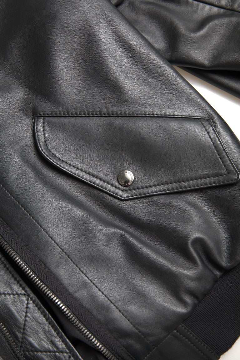 Dolce & Gabbana Black Leather Bomber Jacket