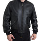 Dolce & Gabbana Black Leather Bomber Jacket