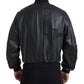 Dolce & Gabbana Black Leather Bomber Jacket