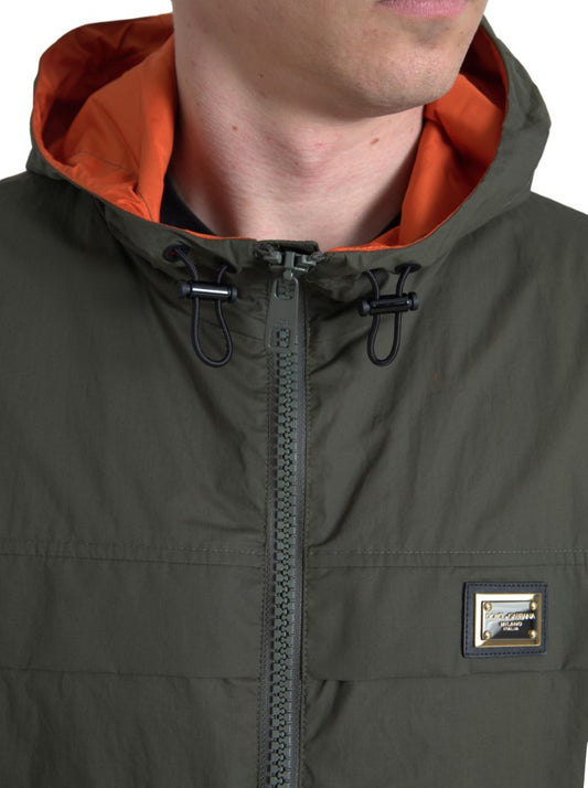 Dolce & Gabbana Green Orange Hooded Cotton Full Zip Jacket