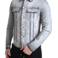 Dolce & Gabbana Gray Washed Cotton Stretch Denim Men Jacket