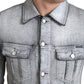 Dolce & Gabbana Gray Washed Cotton Stretch Denim Men Jacket