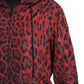 Dolce & Gabbana Red Leopard Hooded Bomber Full Zip Jacket