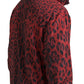 Dolce & Gabbana Red Leopard Hooded Bomber Full Zip Jacket