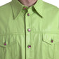 Dolce & Gabbana Green Cotton Collared Button Down Shirt