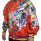 Dolce & Gabbana Orange Multicolor Graphic Print Button Bomber Jacket