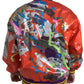 Dolce & Gabbana Orange Multicolor Graphic Print Button Bomber Jacket