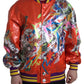 Dolce & Gabbana Orange Multicolor Graphic Print Button Bomber Jacket