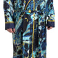 Dolce & Gabbana Marble Blue Silk Waist Belt Robe Sleepwear