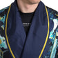 Dolce & Gabbana Marble Blue Silk Waist Belt Robe Sleepwear