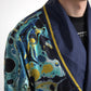 Dolce & Gabbana Marble Blue Silk Waist Belt Robe Sleepwear