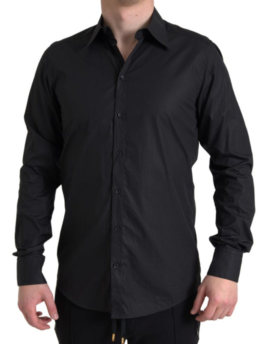 Dolce & Gabbana Black Collared Long Sleeve MARTINI Shirt