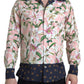 Dolce & Gabbana Cotton Polka Dot Lily Print Collared Shirt