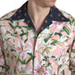 Dolce & Gabbana Cotton Polka Dot Lily Print Collared Shirt