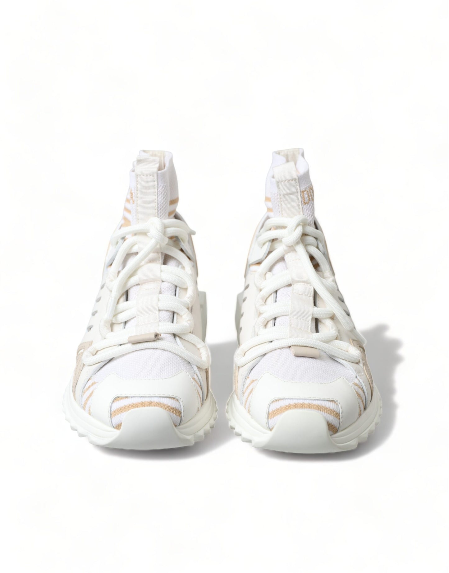 Dolce & Gabbana White Beige Sorrento Socks Sneakers Shoes