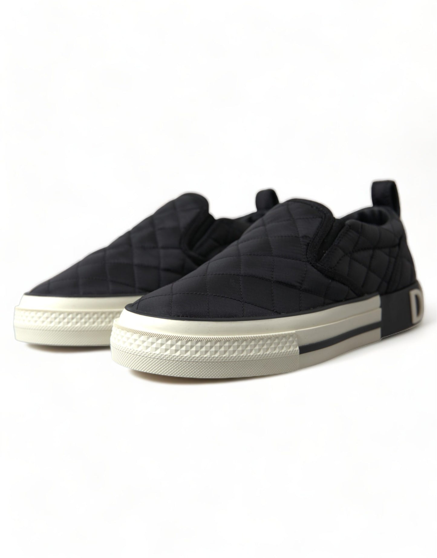 Dolce & Gabbana Black Quilted Slip On Low Top Sneakers Shoes