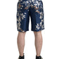 Dolce & Gabbana Blue Floral Print Silk Men Bermuda Shorts