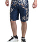 Dolce & Gabbana Blue Floral Print Silk Men Bermuda Shorts