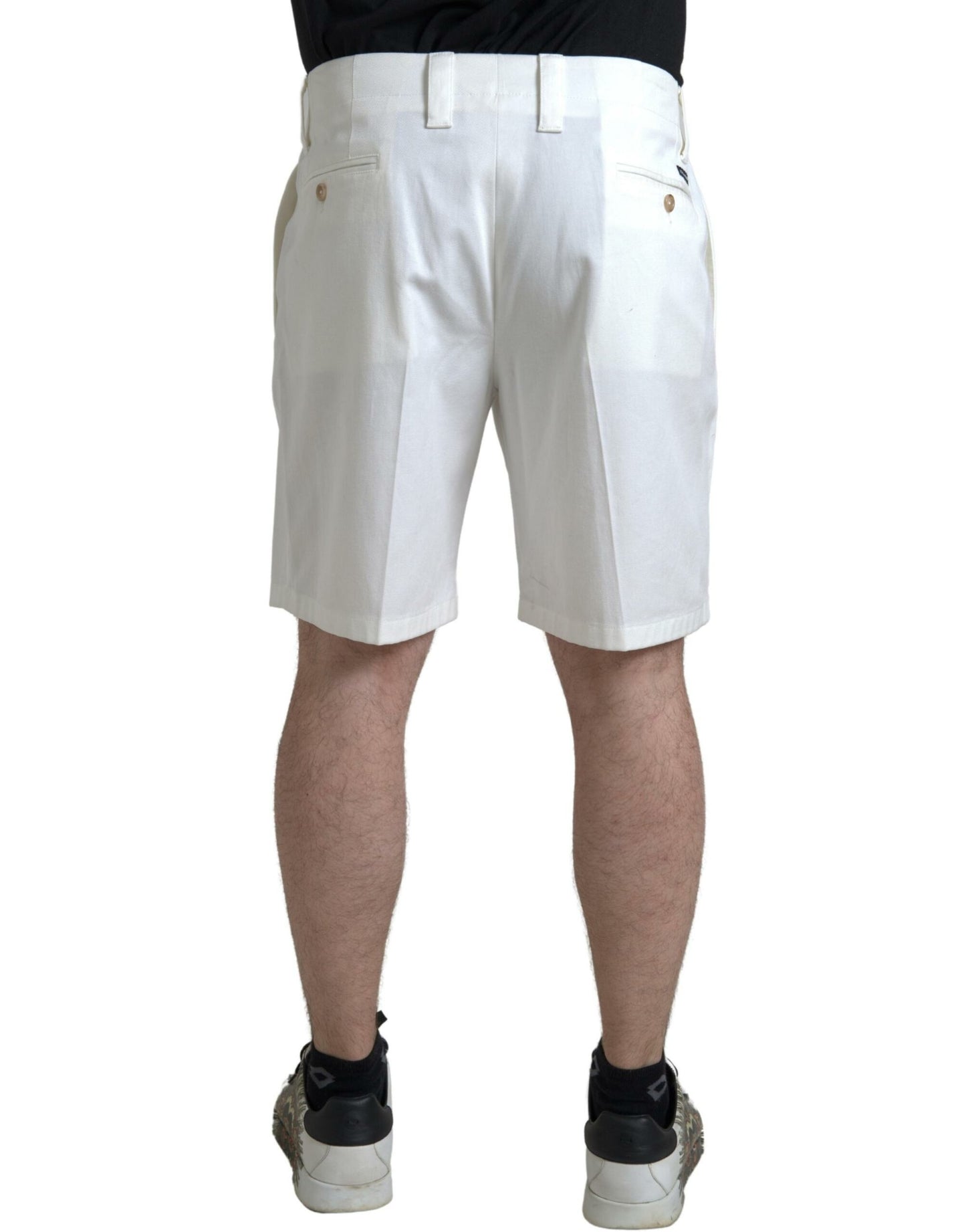 Dolce & Gabbana White Cotton Stretch Men Bermuda Denim Shorts