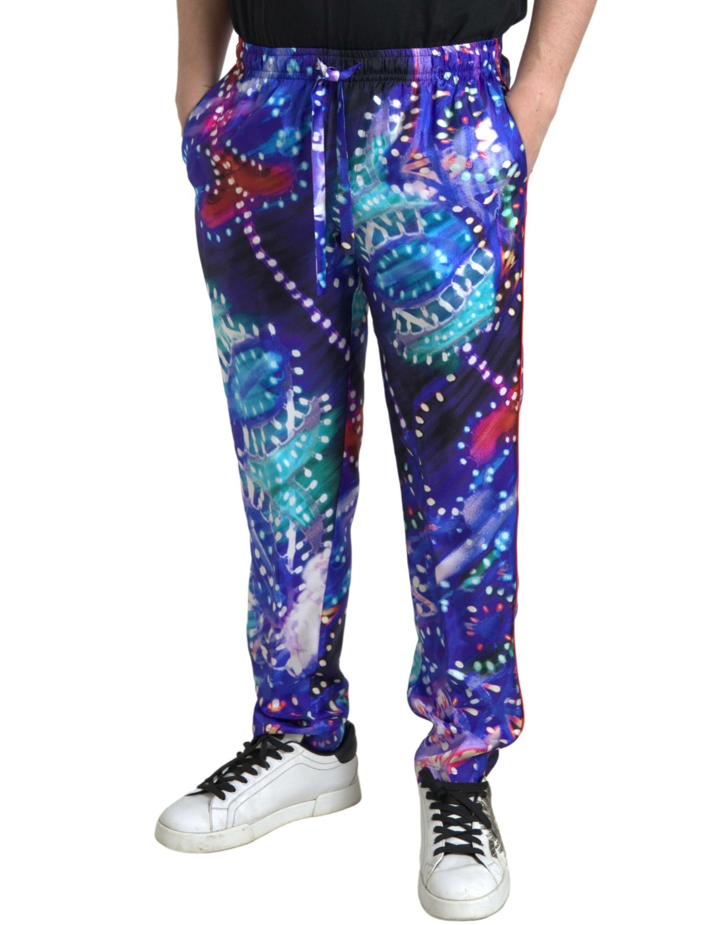 Dolce & Gabbana Multicolor Printed Silk Men Trouser Pants