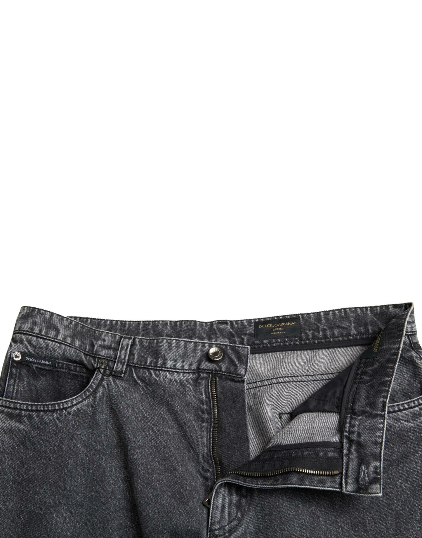 Dolce & Gabbana Dark Gray Cotton Straight Fit Men Denim Jeans