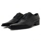 Dolce & Gabbana Black Leather Lace Up Formal Flats Shoes