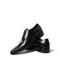 Dolce & Gabbana Black Leather Lace Up Formal Flats Shoes