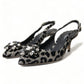 Dolce & Gabbana Silver Leopard Crystal Slingback Pumps Shoes