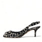 Dolce & Gabbana Silver Leopard Crystal Slingback Pumps Shoes