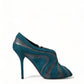 Dolce & Gabbana Teal Suede Peep Toe Heels Pumps