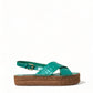 Dolce & Gabbana Elegant Green Espadrille Platform Sandals