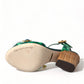 Dolce & Gabbana Green Banana Leaf Embellished T-Strap Sandals Shoes