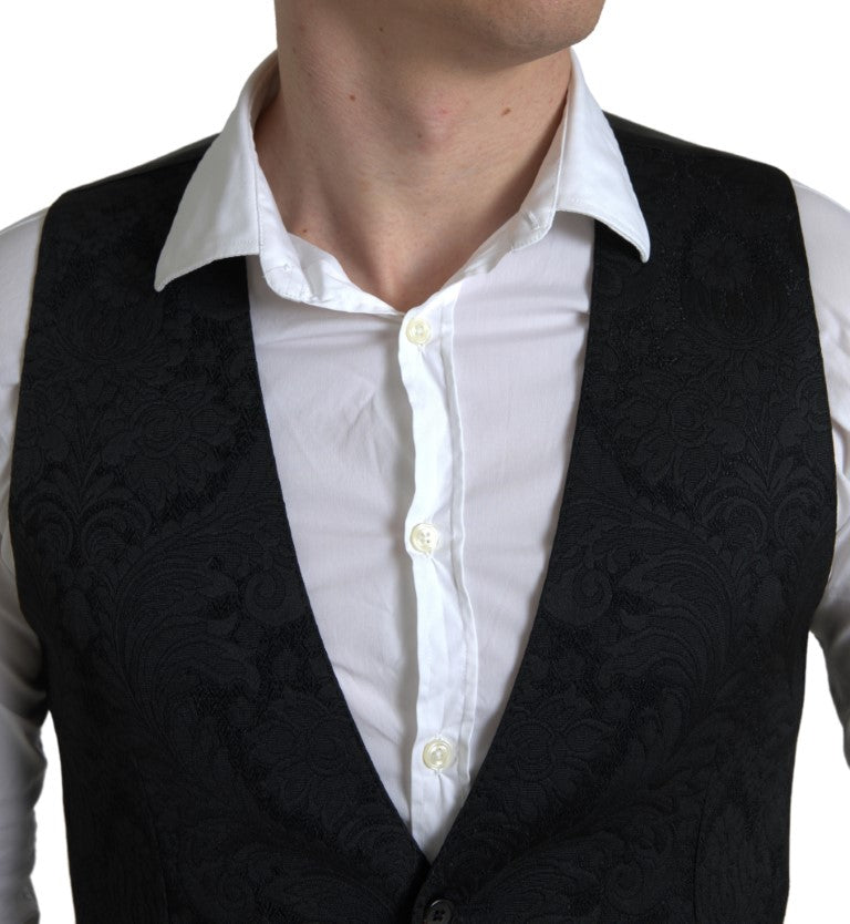 Dolce & Gabbana Black Waistcoat Formal Vest