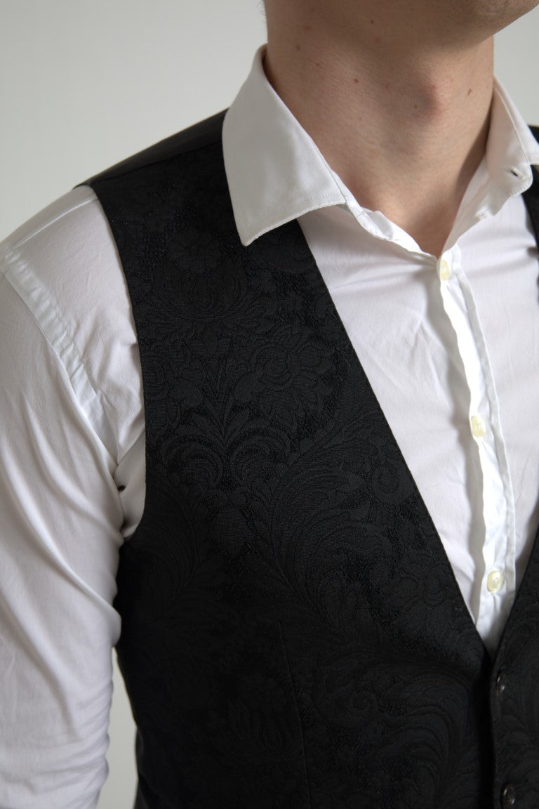 Dolce & Gabbana Black Waistcoat Formal Vest