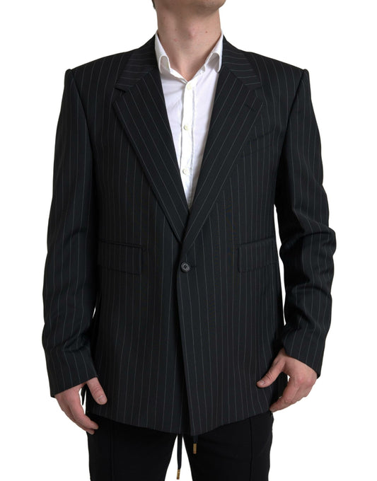 Dolce & Gabbana Black Stripe Single Breasted SICILIA Blazer