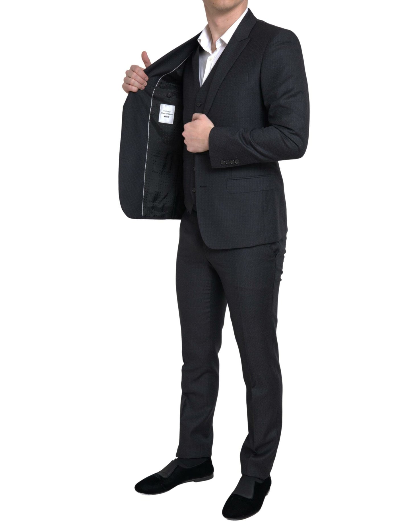 Dolce & Gabbana Black 3 Piece Single Breasted MARTINI Suit