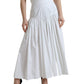 Dolce & Gabbana White Pleated A-line High Waist Skirt