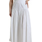 Dolce & Gabbana White Pleated A-line High Waist Skirt