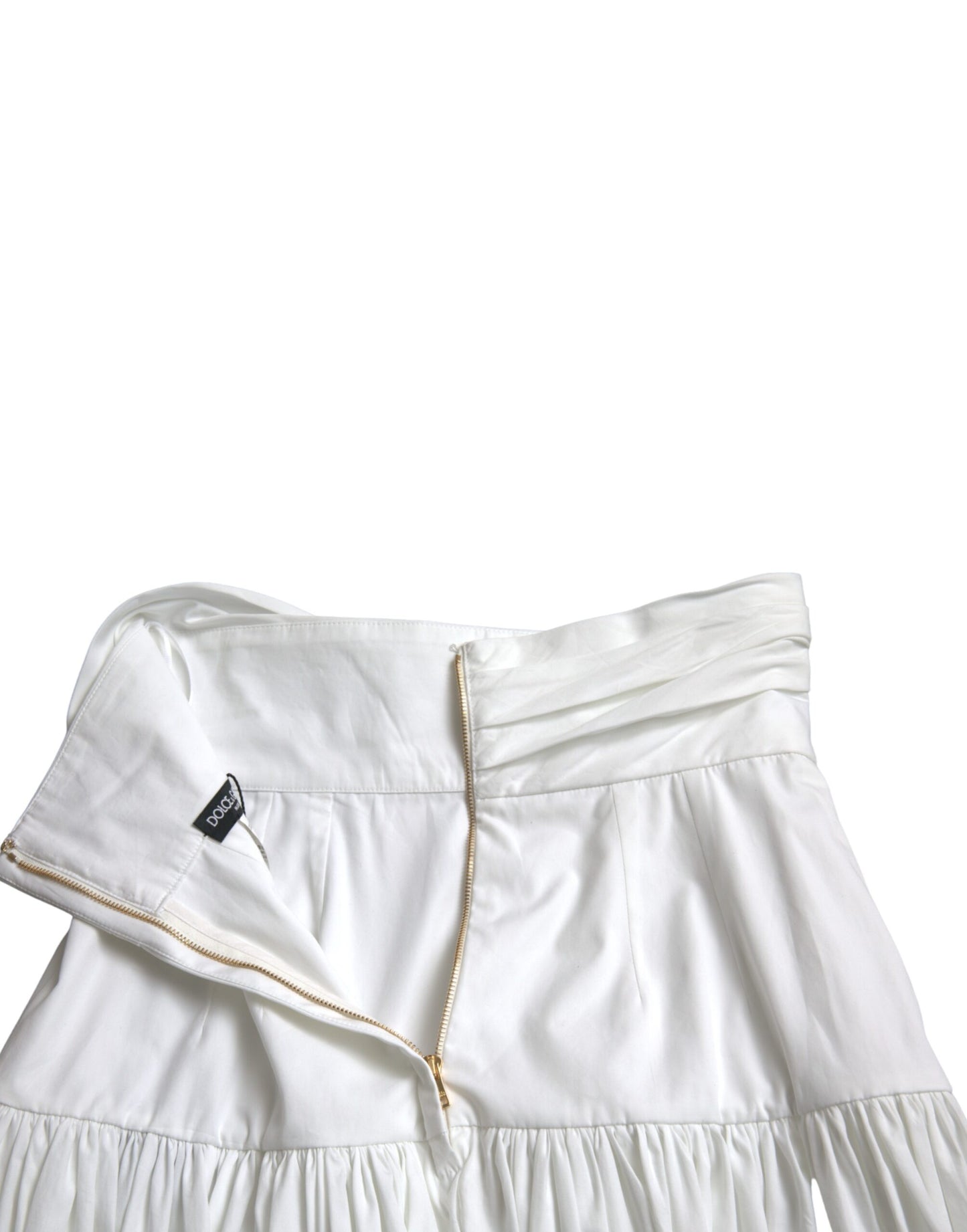 Dolce & Gabbana White Pleated A-line High Waist Skirt