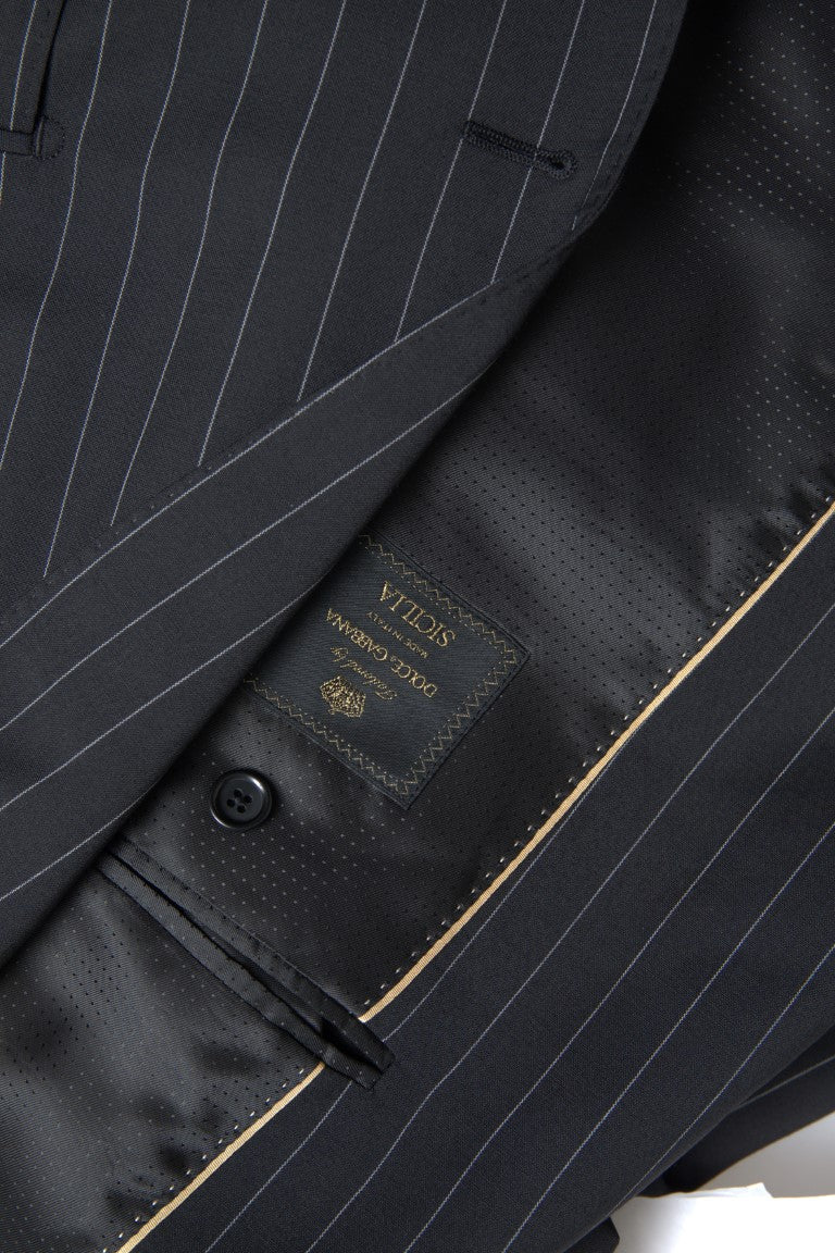 Dolce & Gabbana Black Stripe Single Breasted SICILIA Blazer