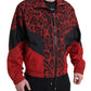 Dolce & Gabbana Red Leopard Nylon Full Zip Sweater