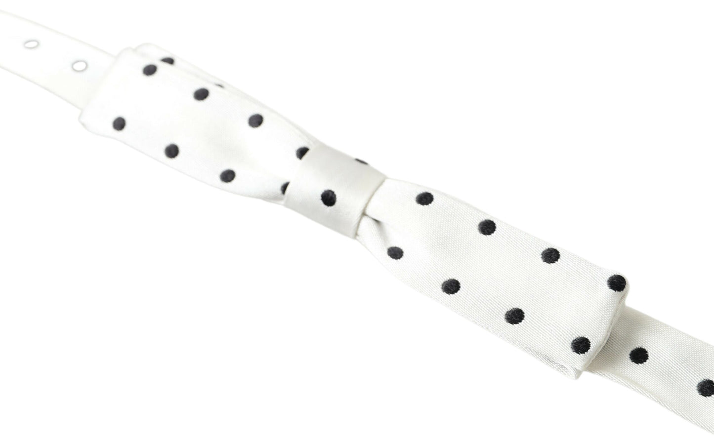 Dolce & Gabbana White Silk Polka Dot Adjustable Neck Men Bow Tie