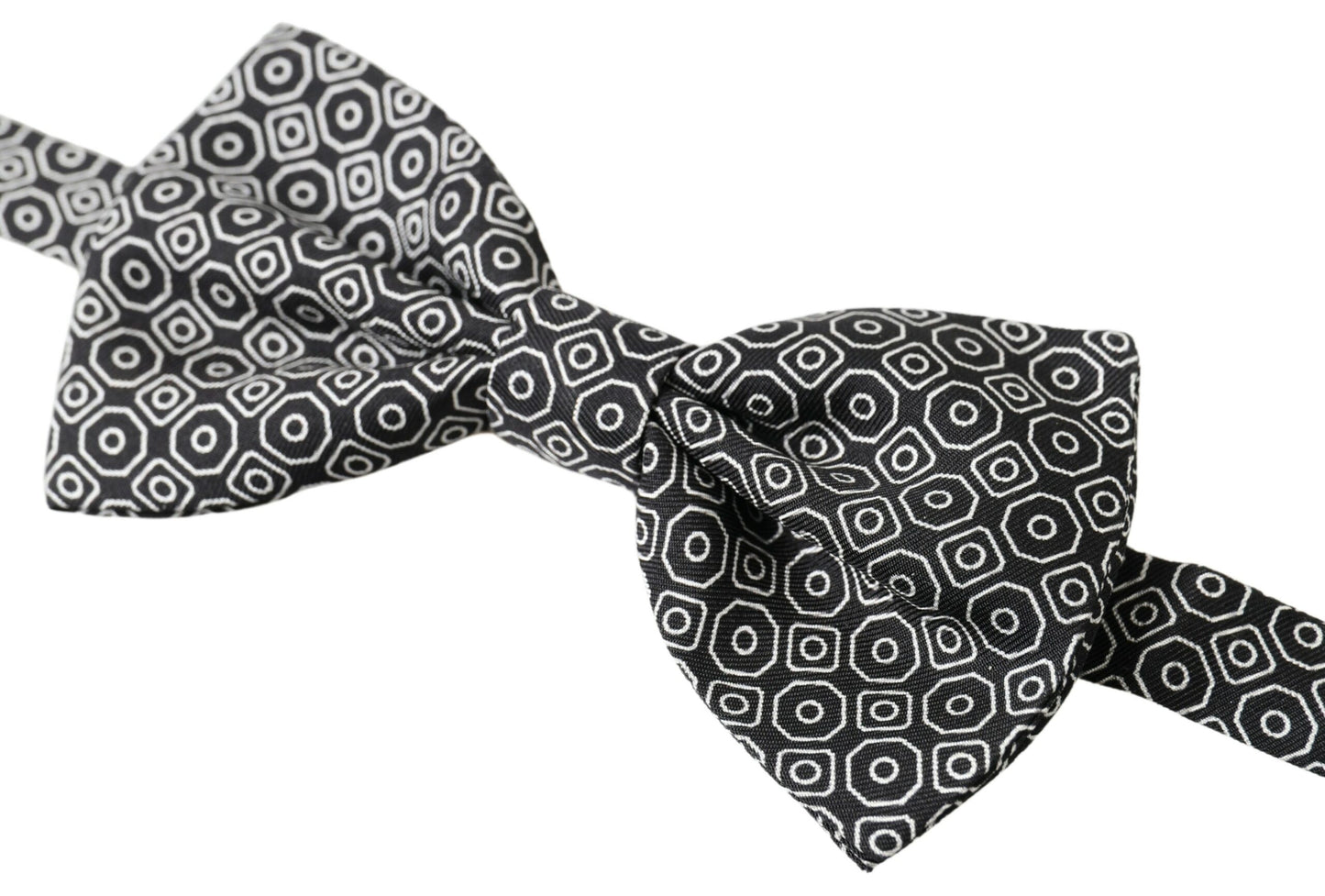 Dolce & Gabbana Black White Pattern Adjustable Neck Papillon Bow Tie