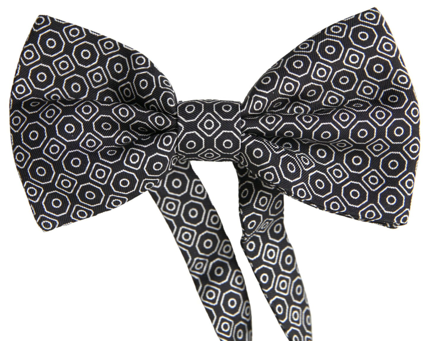 Dolce & Gabbana Black White Pattern Adjustable Neck Papillon Bow Tie