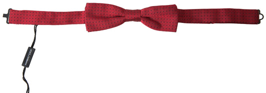 Dolce & Gabbana Red Silk Polka Dot Adjustable Neck Men Bow Tie