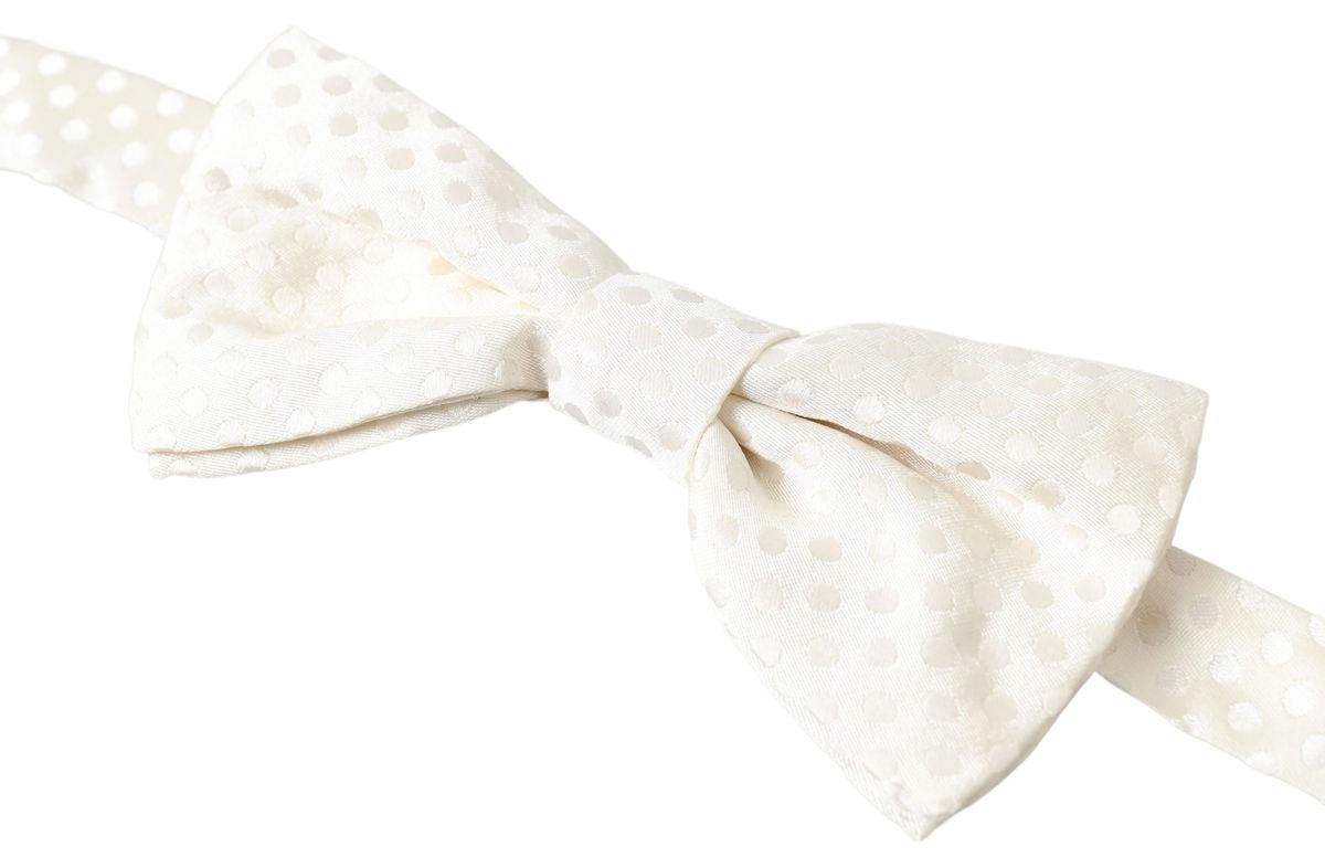 Dolce & Gabbana Ivory Fantasy Pattern Adjustable Neck Papillon Bow Tie